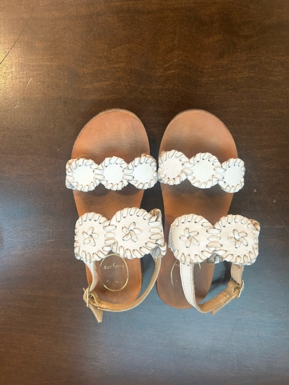 Girls jack rogers White Floral Leather Slingback Sandals